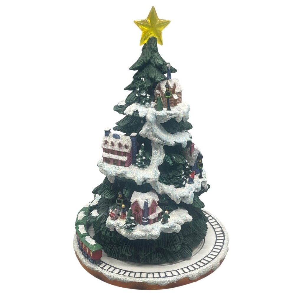 Christmas tree musical light up figurine train house star green yellow 9.5" READ - Picture 1 of 10